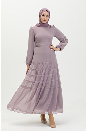 sefamerve Lilac Evening Dress - Gathered, Model 5712-07