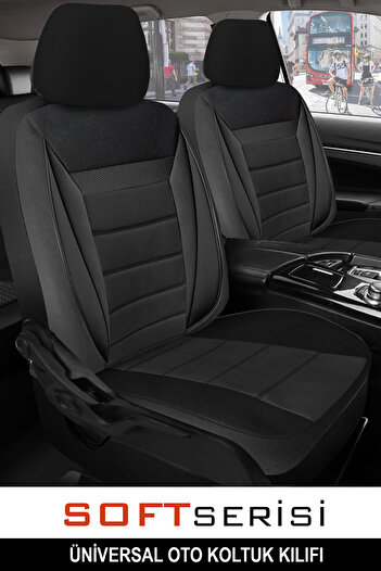 GM-DESIGN Soft Black Felt Universal Car Seat Cover - 5 Seats Front Rear Full Set - Sweatproof