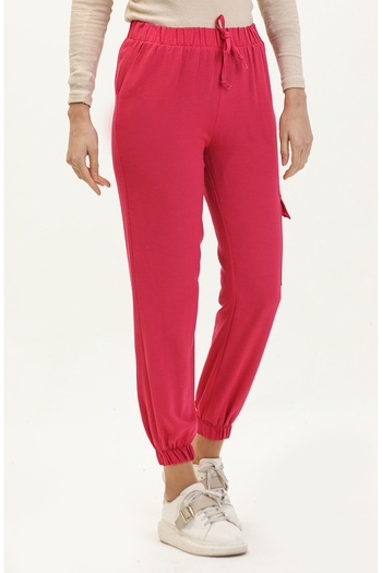 sefamerve Fuchsia Cargo Pants - Elastic Waist, Model 1147-03