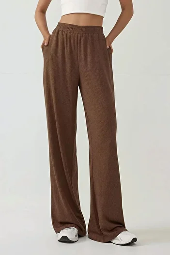 Hiccup Wide Leg Textured Knitted Trousers