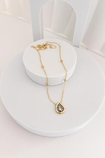 New Obsessions Big Solitaire Steel Drop Necklace