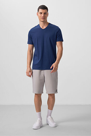 TOMMY LIFE Ανδρικό μπλουζάκι Indigo Basic με κοντό μανίκι Standard Fit V-Neck - 87912