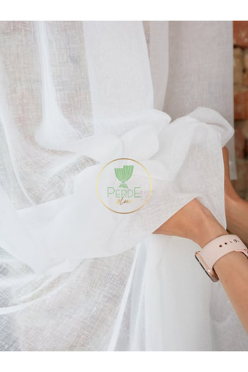 Perdeplus Linen Look Plain Tulle Curtain Does Not Need Ironing
