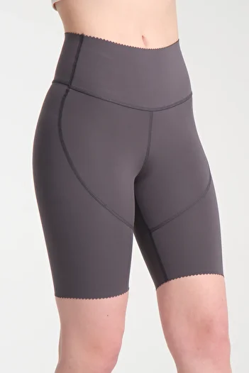 MRS.MODA Women's Anthracite Colored High Waist Gathering Korean Fabric Sports Shorts