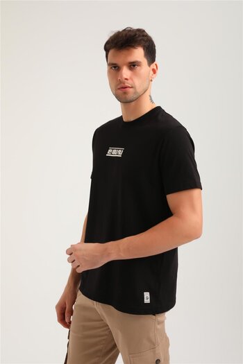 NEW WORLD POLO Crew Neck Black Slim Fit T-Shirt 24Ssm20283