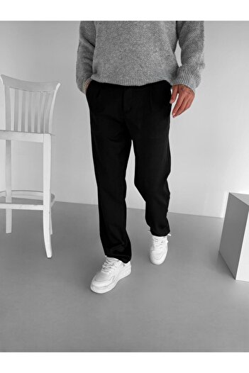 ablukaonline Erkek Baggy Fit Beli Lastikli Rahat Pantolon Siyah