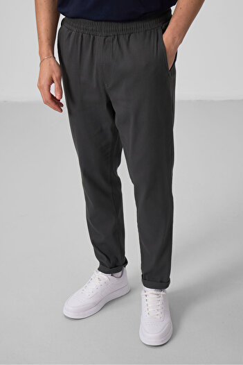TOMMY LIFE Αντρικό παντελόνι Anthracite Standard Fit υφαντό ελαφρύ εύκαμπτο Chino - 82175