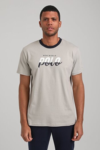 NEW WORLD POLO Crew Neck Gray Dyed Slim Fit T-Shirt 24Ssm20292