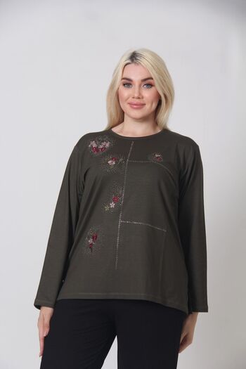 TRENDSE Mother's Blouse Embroidered Plus Size Ύφασμα βισκόζης με χάντρες-πέτρα