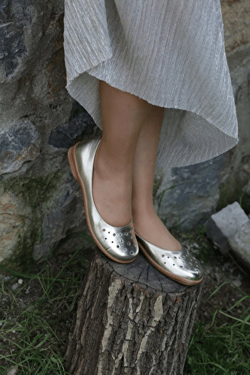 İNZE AYAKKABI Genuine Leather Ballerina Shoes - Model Name Kate