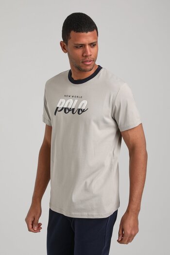 NEW WORLD POLO Crew Neck Gray Dyed Slim Fit T-Shirt 24Ssm20292