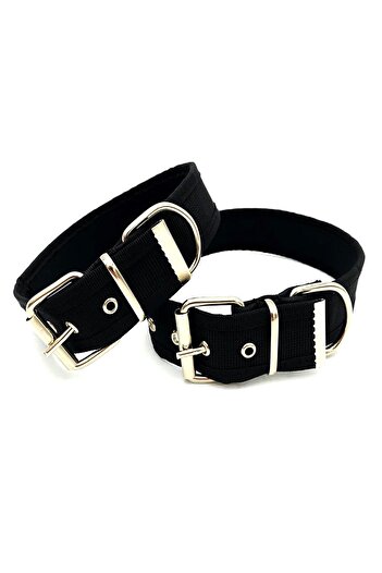 Tasma Market Black Soft Textured Column Dog Collar