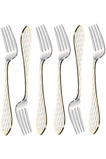 ALSAIF K2230501/df Stainless Steel Dining Forks 6-piece Set, Silver/gold