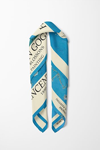 Buka Shops Vincent Van Gogh "Badem Çiçekleri" (Almond Blossoms) Premium Saten Fular Bandana