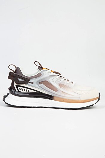 Pierre Cardin Εισαγόμενα Ανδρικά Αθλητικά Παπούτσια Comfort Sole Lace-Up Λευκό Καφέ