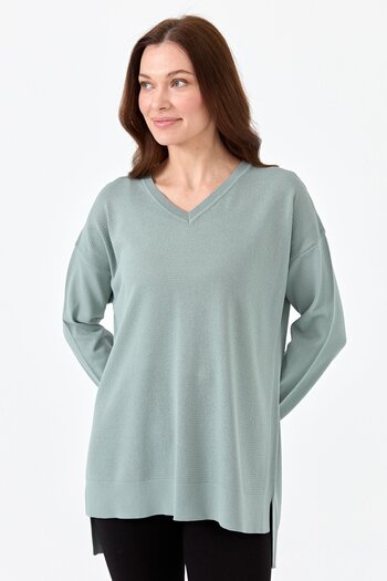 Desen Triko Γυναικεία λεπτή μπλούζα V Neck S.blue