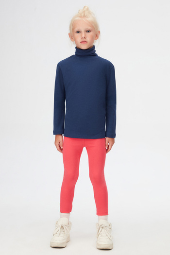 LOVETTI Girl - Light NAvy Blue Long Sleeve Turtleneck T-shirt
