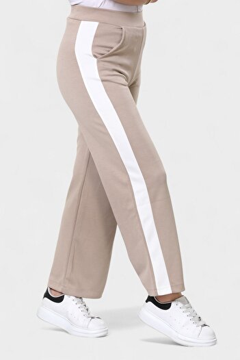 NEWCO Πλαϊνή ρίγα Ψηλόμεση Loose Leg Sweatpants άνετο γκρι