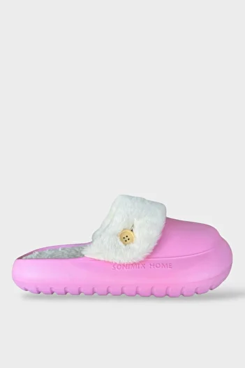 Liger Pink Doctor Nurse Chef Trendy Women's Slippers - Fur Inside, Washable Button Detail