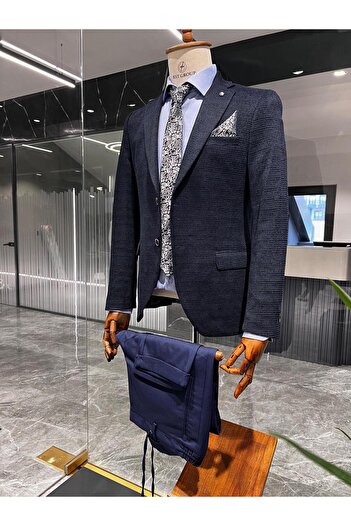 AGUSTİNİ Lacivert Renk Blazer Tek Ceket Slim Fit | Agustini