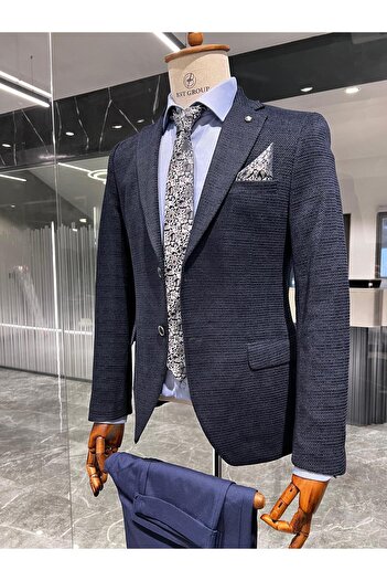 AGUSTİNİ Lacivert Renk Blazer Tek Ceket Slim Fit | Agustini