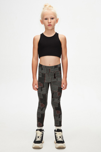 LOVETTI Girl's knitted Winter Leggings - Mixed Caneles Pattern