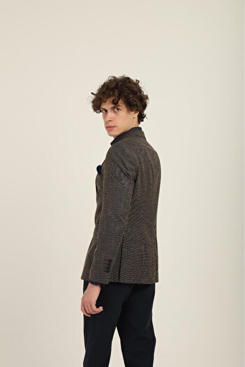 AGUSTİNİ Haki Renk Sivri Yaka Blazer Tek Ceket Slim Fit | Agustini