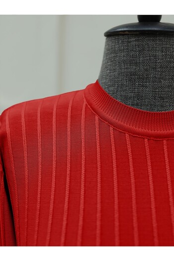 HİJABAYA Round Neck Thin Striped Sweater Hijab Tunic