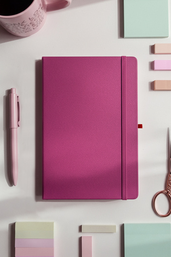 inkglo Pink Striped Notebook Hard Cover Undated Agenda Notepad 13X21 cm