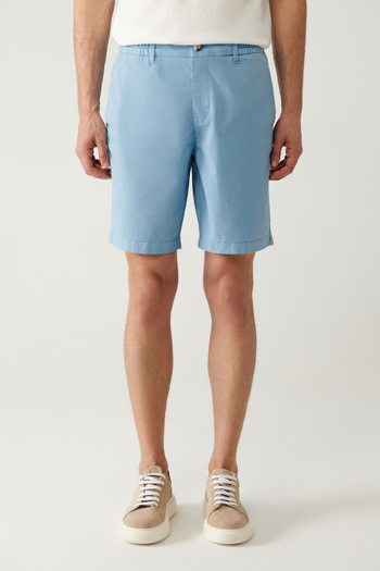 Avva Men's Blue Elastic Waist Cotton Blended Aspendos Shorts A41Y3733