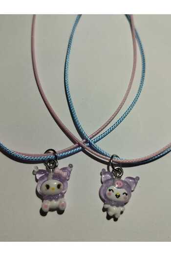 Acousticworld Cute Sanrio Kawai Purple Kuromi Bf Best Friend Friendship Necklace Accessory Stylish Gift