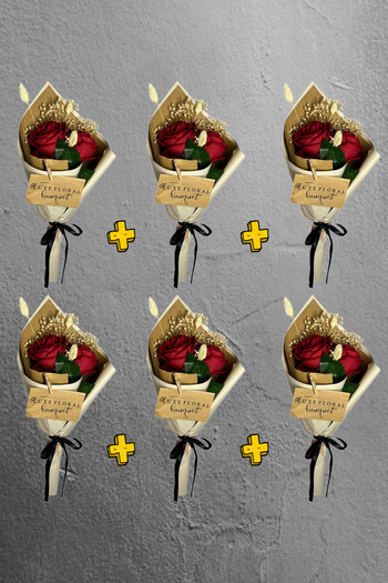 Luxe Floral Bouquet '6' Pieces of 2 Velvet Mini Rose Bouquet & Mother Flower, Gift Flower, Promise of Request, Coffee Side Flower
