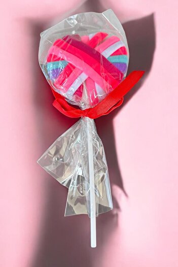 TAKIŞTIR Mixed Color Heart and Lollipop Figured Rubber Buckle Set
