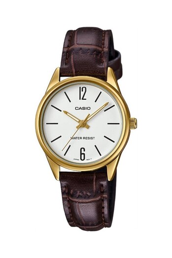 Casio Women's Wristwatch in Case Gold Cord Brown Color 2 Years Warranty