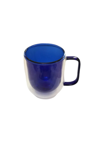 KNC Home Double Walled Glass Mug Navy Blue Color