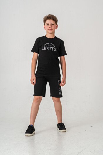Mışıl Kids Break Limits Fearless Nothing Limits Printed Boys Shorts - T-Shirt Set