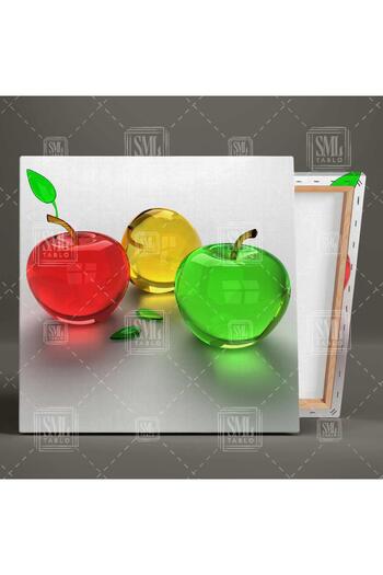 SML TABLO Sticlă Verde Galben Roșu Măr Modern Decorativ Pătrat Canvas Art