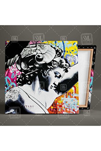 SML TABLO Μυθολογικό γλυπτό Hermes Graffiti Street Art Τετράγωνος πίνακας σε καμβά