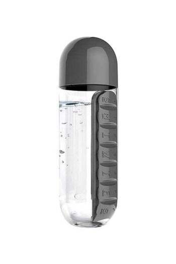 HALAMODO Water Bottle With Pill Organizer 680ml