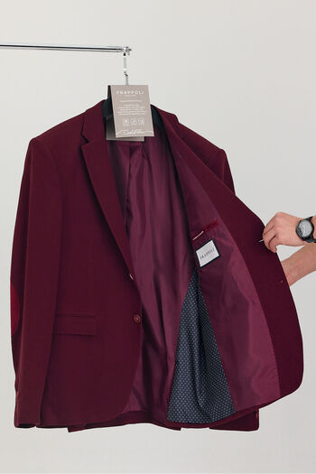 Frappoli Lacosse Men's Burgundy Lycra Cotton Fabric Slim Fit Sports Blazer Jacket (Large Size-Oversized)