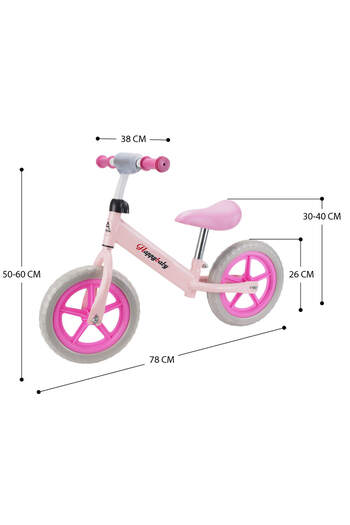 ACTION ONE Happy Baby balance bike for children, 12 inch, pink