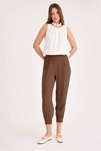 Vitrin Pleated Carrot Cut Modal Trousers