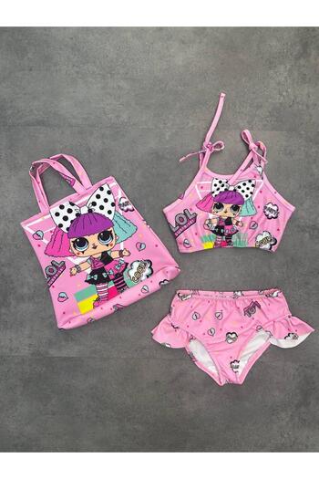 YUMİYUMM Girl's Character Printed Bikini Set with Bag