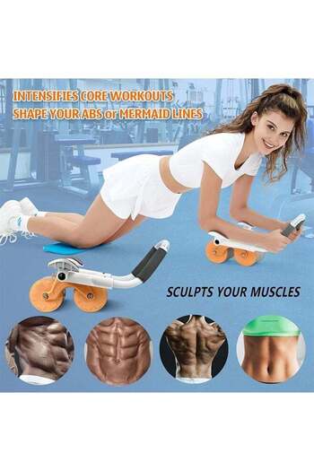fulina Automatic Rebound Abdominal Exercise Roller, With Elbow Support and Timer, For Men and Women, Orange