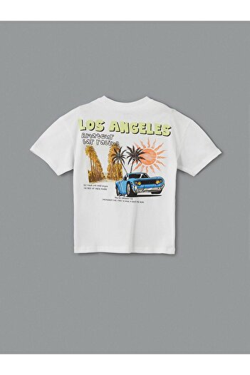 LC Waikiki LCW baby White Los Angeles εμπριμέ χτενισμένο βαμβακερό μπλουζάκι για αγόρι