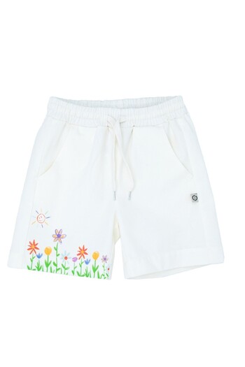 Ozmoz By Mukadder Özden Organic Canvas White Spring Girl Shorts
