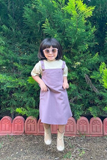 Ceylan Otantik Soft Lilac Duck Linen Children's Skirted Salopet