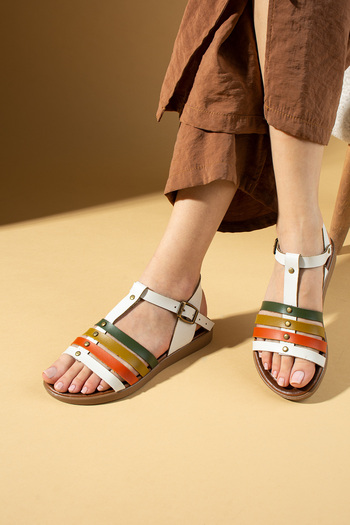 Pembe Potin Women's White Colored Comfortable Poly White Color Daily Summer Bodrum Style Sandals