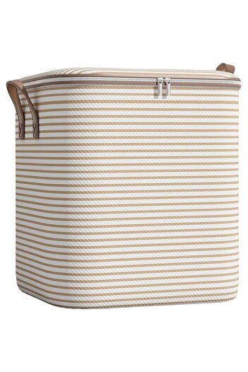 Flippy Foldable Storage Box with Zipper for Clothes, Beds, Linens 50x50x70 cm, 180 L Beige