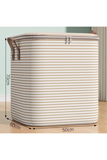 Flippy Foldable Storage Box with Zipper for Clothes, Beds, Linens 50x50x70 cm, 180 L Beige